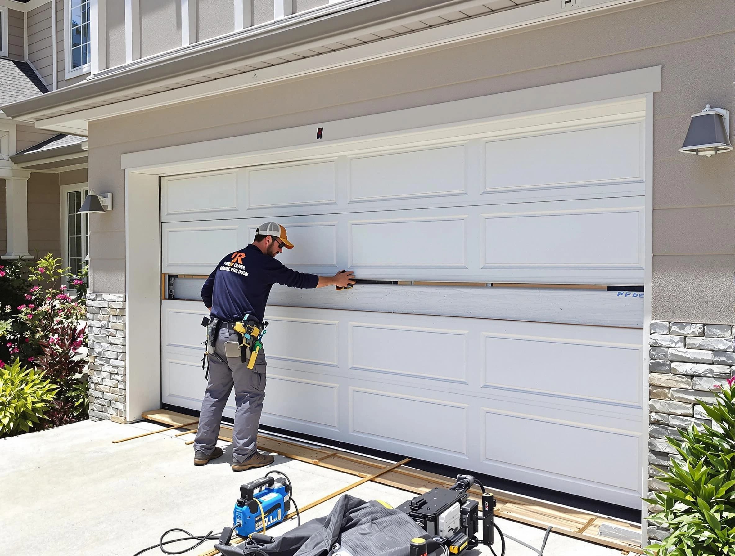 Riverton Garage Door Repair team performing complete garage door replacement at Riverton residence