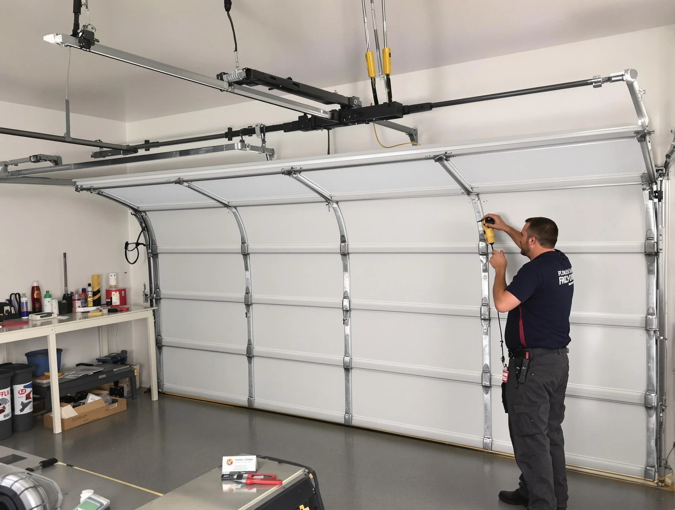 Riverton Garage Door Repair certified technician performing overhead door system repair in Riverton
