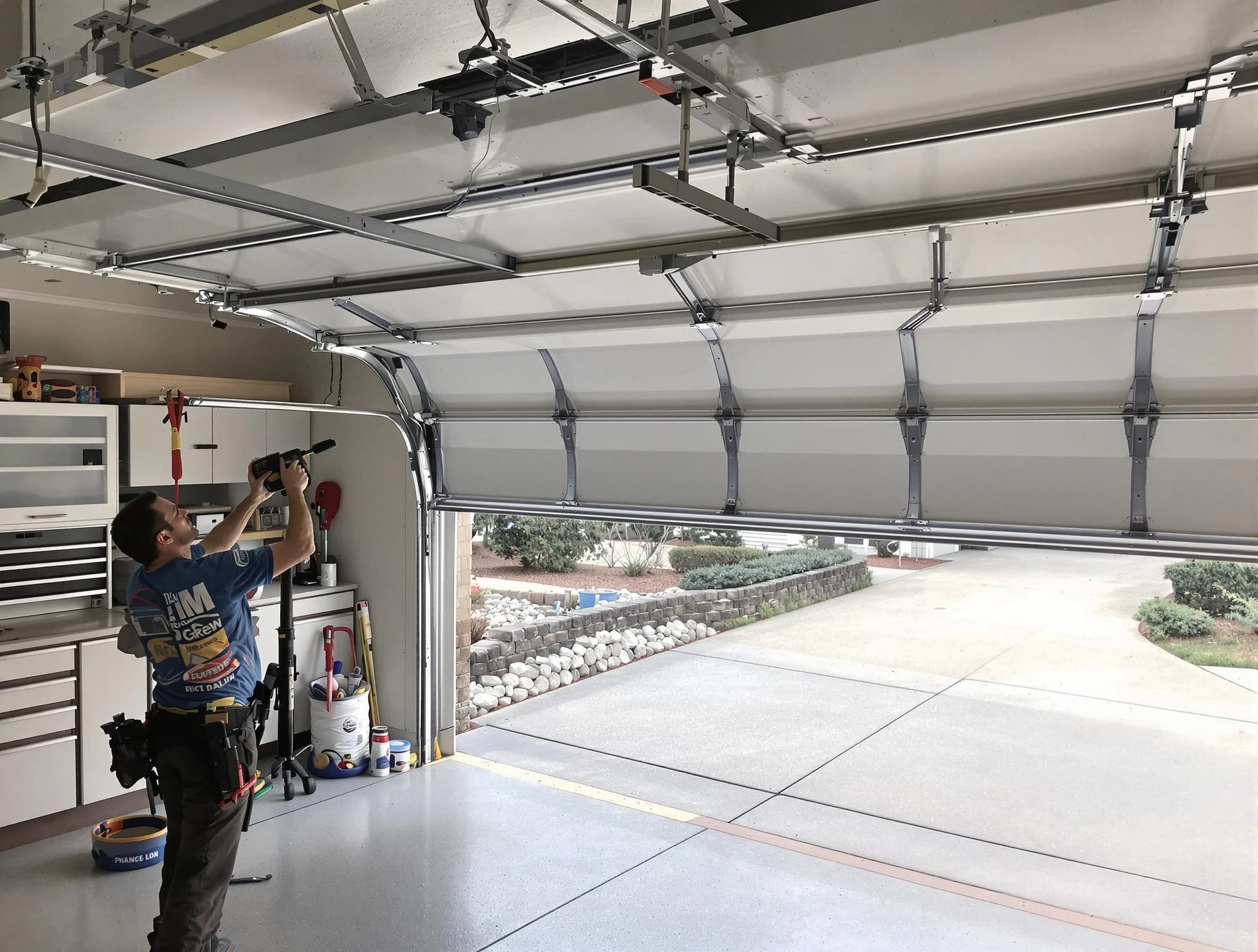 Garage door track repair service by Riverton Garage Door Repair in Riverton