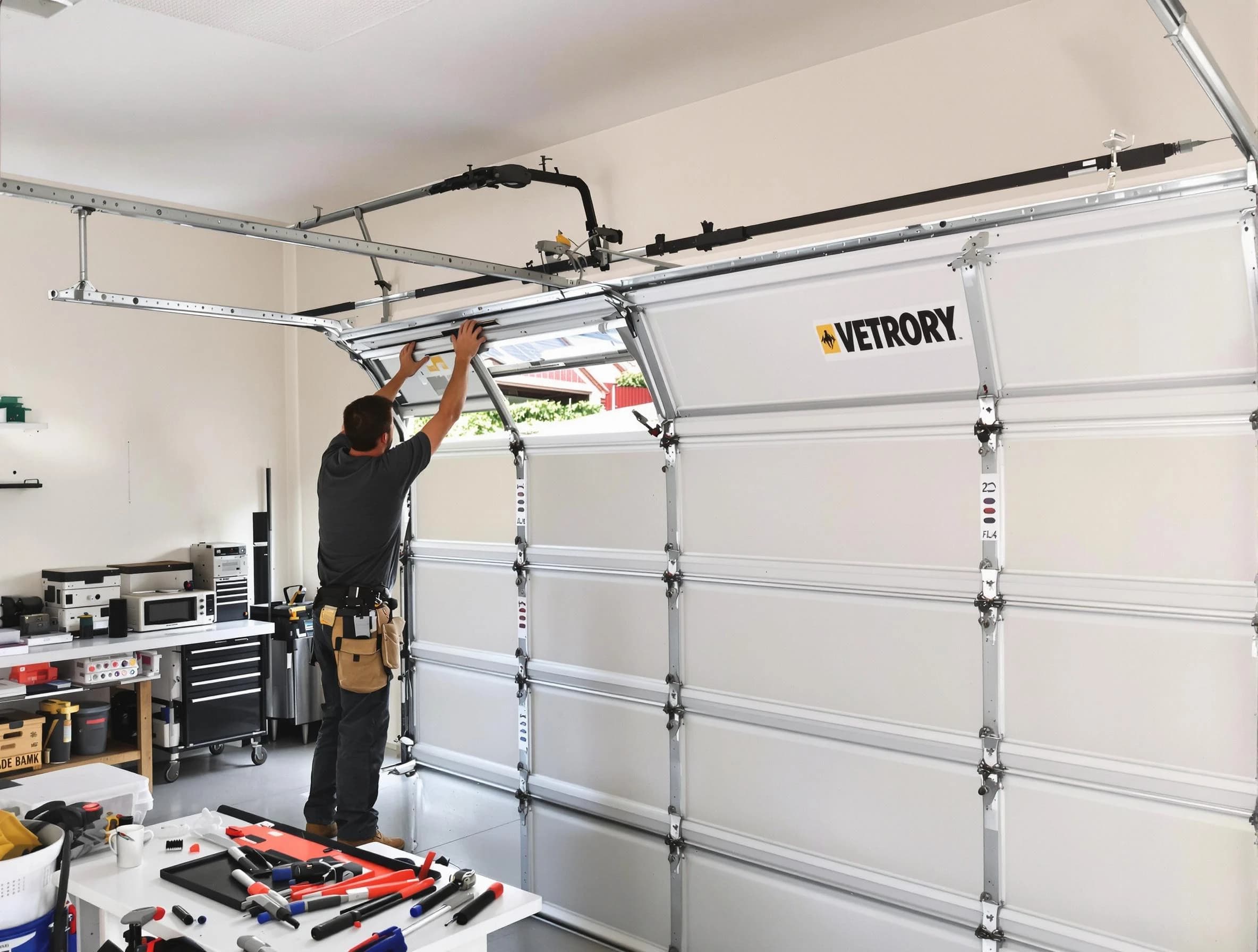 Riverton Garage Door Repair technician performing section replacement in Riverton