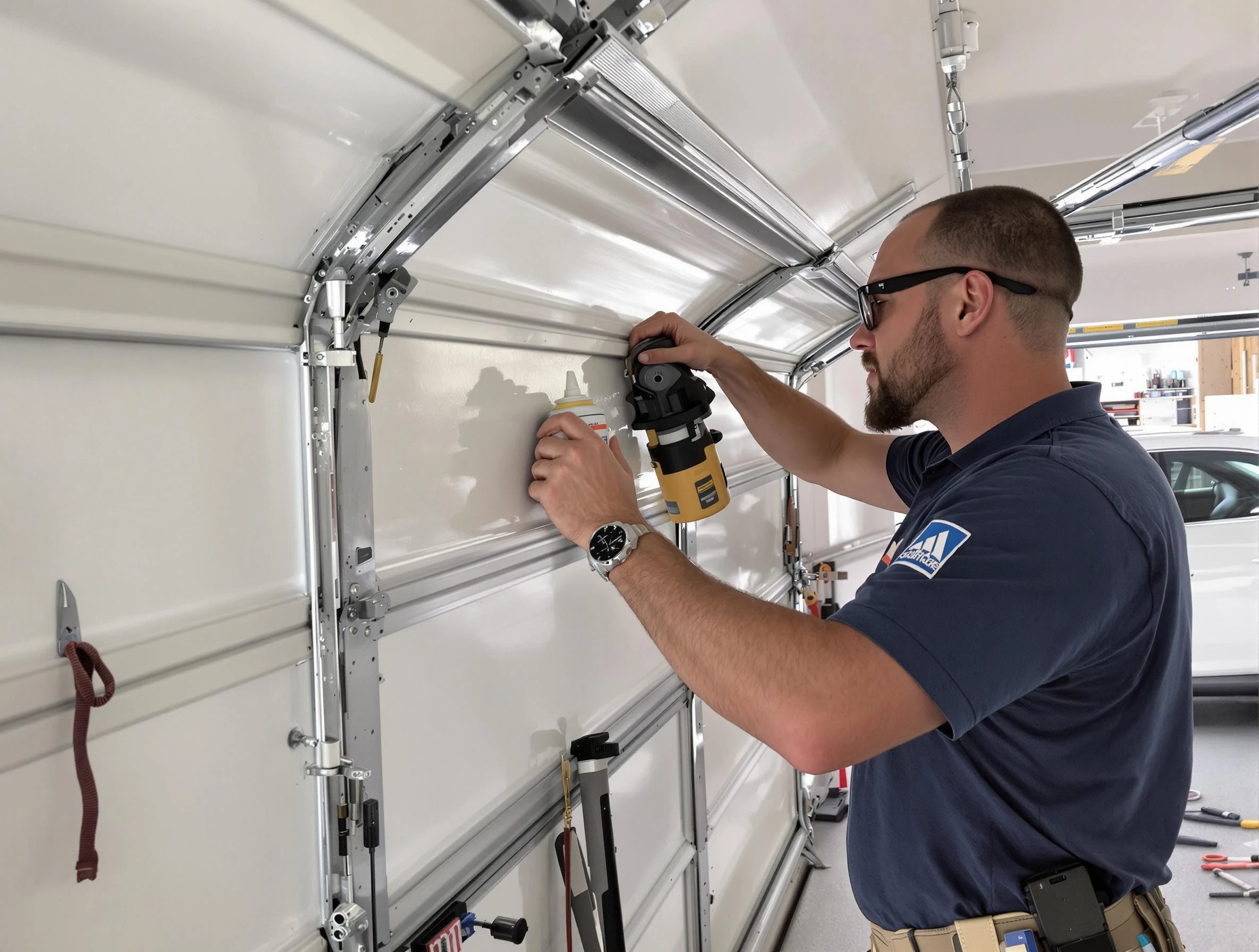 Riverton Garage Door Repair technician performing comprehensive noise reduction service in Riverton