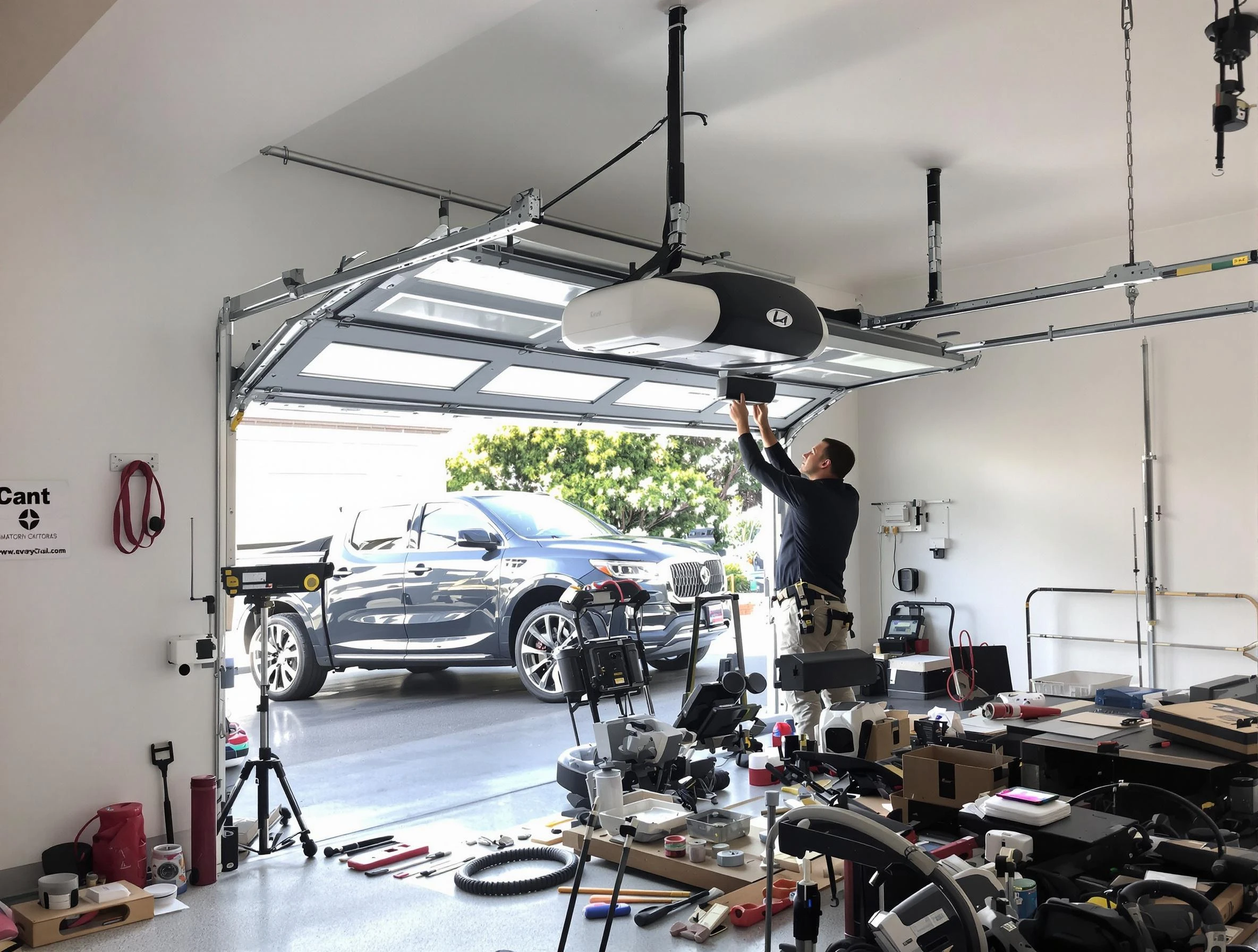 Riverton Garage Door Repair specialist installing smart garage door opener system in Riverton home