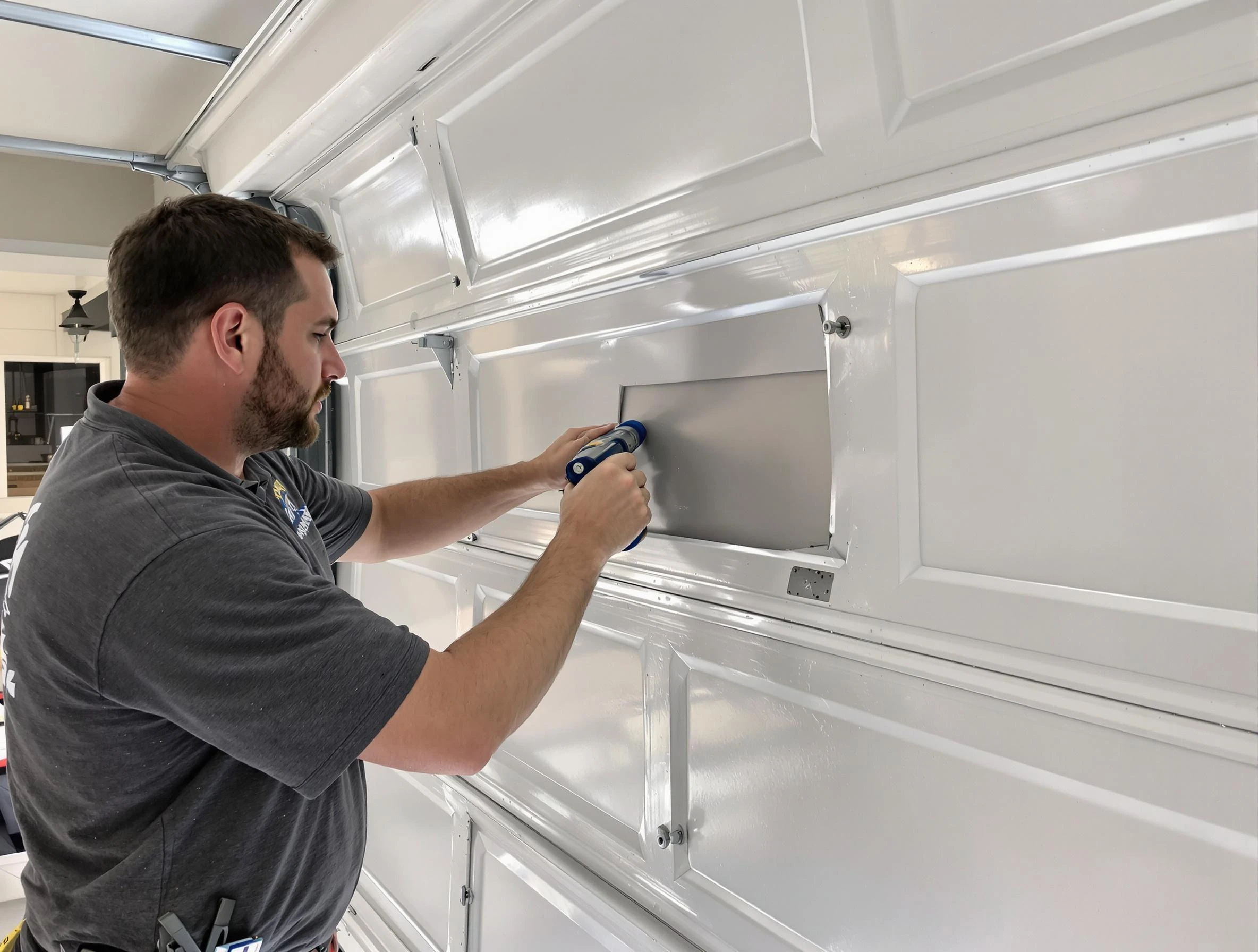 Garage door panel repair by Riverton Garage Door Repair in Riverton